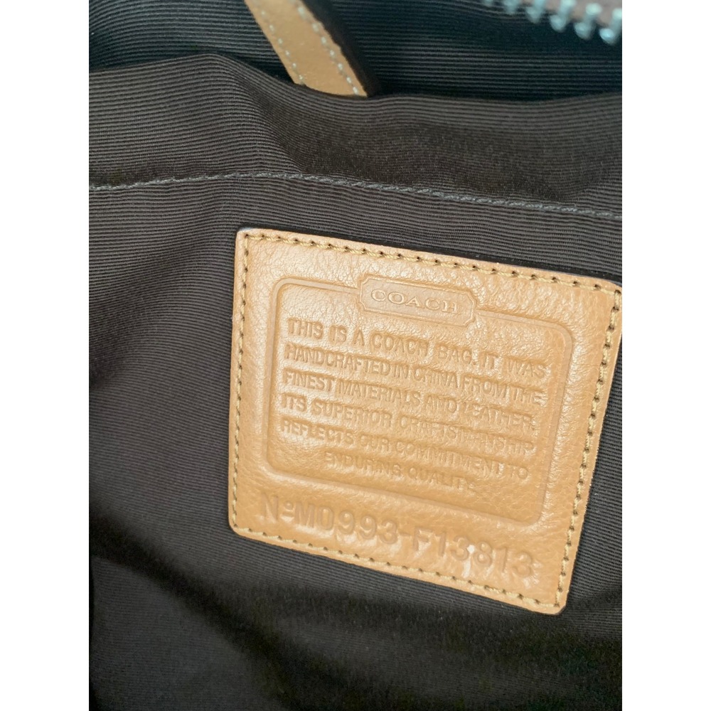 Coach Signature Jacquard Satchel Brown Tan Leather Trim F13813 Bag #922 - Picture 3 of 12